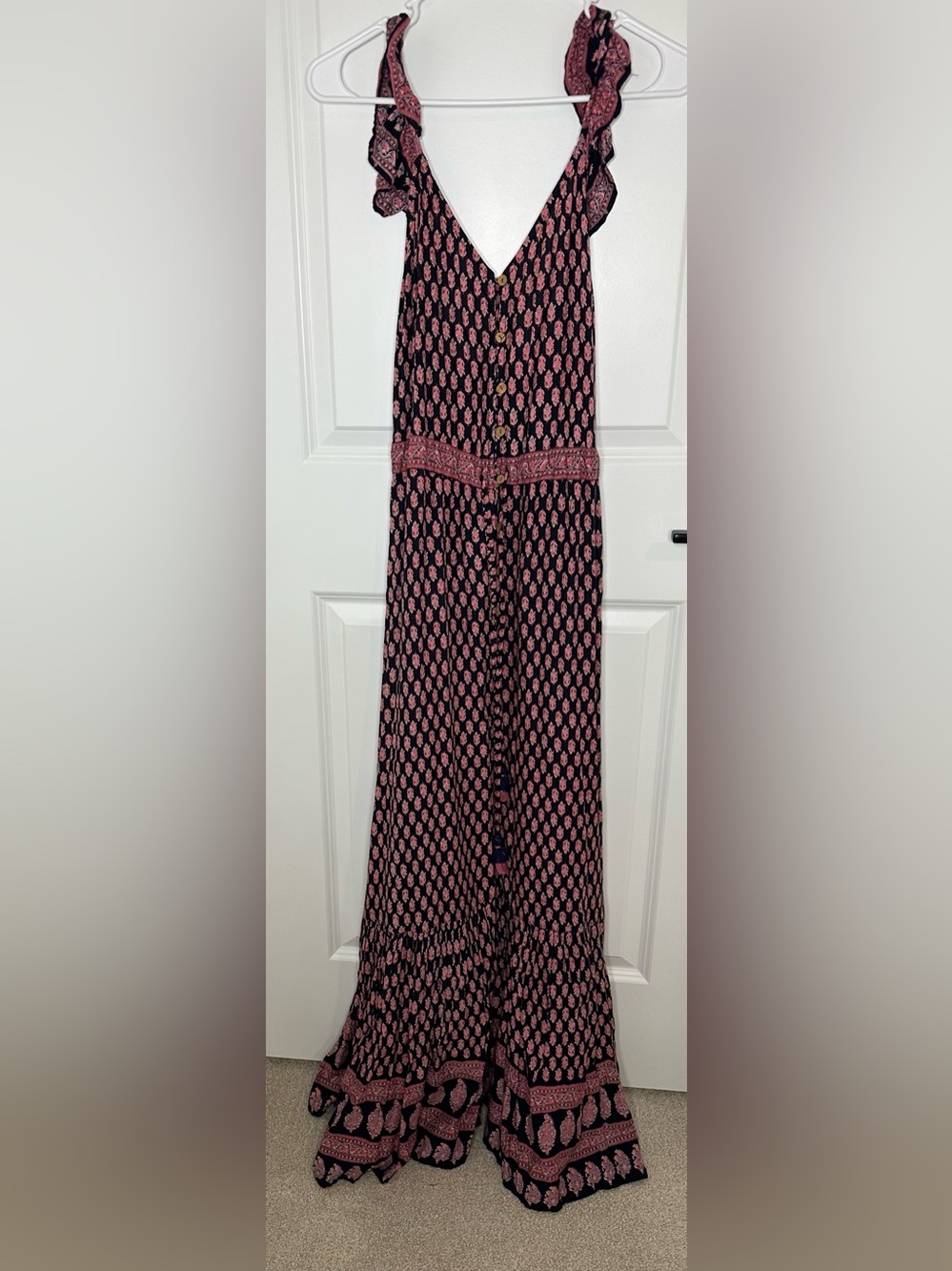 RAGA Black Maxi Skirt with Pink Paisley Print